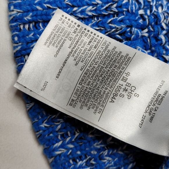 S GAP oversized blue black white crew neck soft cotton sweater SMALL - Picture 5 of 8